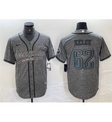 Men Philadelphia Eagles 62 Jason Kelce Gray Cool Base Baseball Stitched Jersey