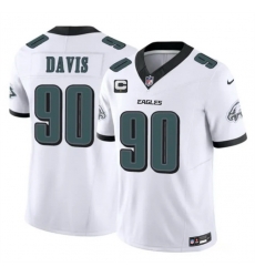 Men Philadelphia Eagles  90 Jordan Davis White 2025 F U S E  1 Star C Patch Vapor Untouchable Limited Stitched Football Jersey