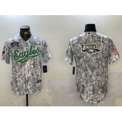 Men Philadelphia Eagles big logo 2024 F U S E Arctic Camo Salute To Service Limited Stitched Jersey 5