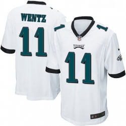 Mens Nike Philadelphia Eagles 11 Carson Wentz Game White NFL Jersey