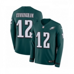 Mens Nike Philadelphia Eagles 12 Randall Cunningham Limited Green Therma Long Sleeve NFL Jersey