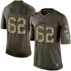 Mens Nike Philadelphia Eagles 62 Jason Kelce Limited Green Salute to Service NFL Jersey