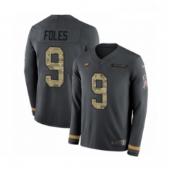 Mens Nike Philadelphia Eagles 9 Nick Foles Limited Black Salute to Service Therma Long Sleeve NFL Jersey