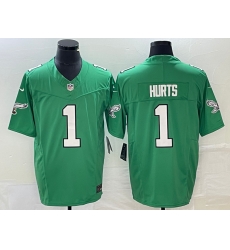 Men's Philadelphia Eagles #1 Jalen Hurts Green 2023 FUSE Vapor Limited Throwback Stitched Jersey