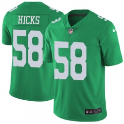 Nike Eagles #58 Jordan Hicks Green Mens Stitched NFL Limited Rush Jersey