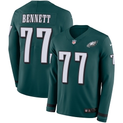 Nike Eagles #77 Michael Bennett Midnight Green Team Color Men Stitched NFL Limited Therma Long Sleeve Jersey