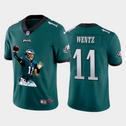 Philadelphia Eagles 11 Carson Wentz Men Nike Player Signature Moves 3 Vapor Limited NFL Jersey Green