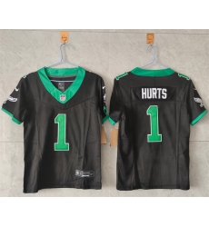 Women Philadelphia Eagles 1 Jalen Hurts Black F U S E  Throwback Vapor Untouchable Limited Stitched Football Jersey 