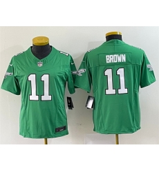 Women Philadelphia Eagles 11 A  J  Brown Green 2023 F U S E  Stitched Football Jersey  Run Small