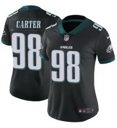 Women Philadelphia Eagles Jalen Carter #98 Black F U S E Stitched NFL Jersey