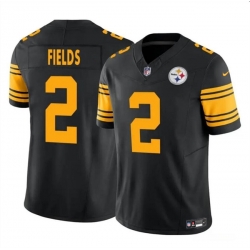 Men Pittsburgh Steelers 2 Justin Fields Black 2024 F U S E  Color Rush Limited Stitched Jersey