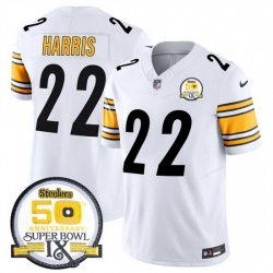 Men Pittsburgh Steelers 22 Najee Harris White 2024 F U S E 50th Anniversary Of Super Bowl IX Alternate Vapor Untouchable Limited Stitched Jersey