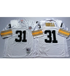 Men Pittsburgh Steelers 31 Donnie Shell White M&N Throwback Jersey