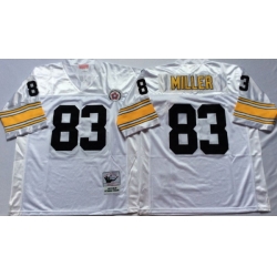 Men Pittsburgh Steelers 83 Heath Miller White M&N Throwback Jersey