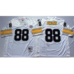 Men Pittsburgh Steelers 88 Lynn Swann White M&N Throwback Jersey