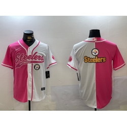 Men Pittsburgh Steelers Big Logo 2024 Arctic Red White Salute To Service Stitched Baseball Jersey 6