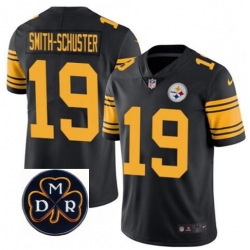 Mens Nike Pittsburgh Steelers 19 JuJu Smith Schuster Limited Black Rush Vapor Untouchable NFL MDR Patch Jersey