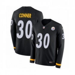 Mens Nike Pittsburgh Steelers 30 James Conner Limited Black Therma Long Sleeve NFL Jersey