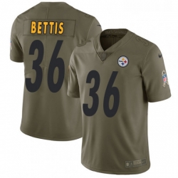 Mens Nike Pittsburgh Steelers 36 Jerome Bettis Limited Olive 2017 Salute to Service NFL Jersey