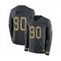 Mens Nike Pittsburgh Steelers 90 T J Watt Limited Black Salute to Service Therma Long Sleeve NFL Jersey