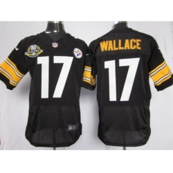 Nike Pittsburgh Steelers 17 Mike Wallace Black Elite W 80 Anniversary Patch NFL Jersey