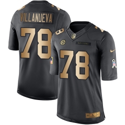 Nike Steelers #78 Alejandro Villanueva Black Mens Stitched NFL Limited Gold Salute To Service Jersey