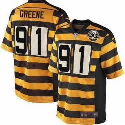 Nike Steelers #91 Kevin Greene Yellow Black Alternate Mens Stitched NFL 80TH Throwback Elite Jersey