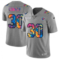 Pittsburgh Steelers 30 James Conner Men Nike Multi Color 2020 NFL Crucial Catch NFL Jersey Greyheather