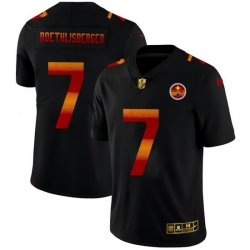 Pittsburgh Steelers 7 Ben Roethlisberger Men Black Nike Red Orange Stripe Vapor Limited NFL Jersey