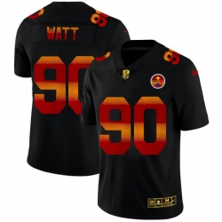 Pittsburgh Steelers 90 T J  Watt Men Black Nike Red Orange Stripe Vapor Limited NFL Jersey