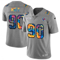 Pittsburgh Steelers 90 T J  Watt Men Nike Multi Color 2020 NFL Crucial Catch NFL Jersey Greyheather