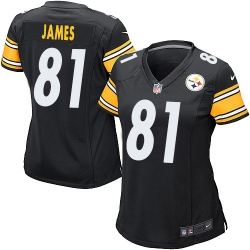 Nike Jesse James Womens Black #81 NFL Road Pittsburgh Steelers Jersey