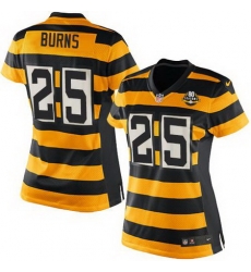 Nike Steelers #25 Artie Burns Yellow Black Alternate Womens Stitched NFL Elite Jersey