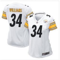 Women New Steelers #34 DeAngelo Williams White Stitched NFL Elite Jersey