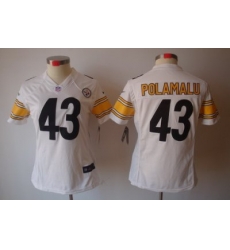 Women Nike Pittsburgh Steelers 43# Popamalu White Color[Women's NIKE LIMITED Jersey]