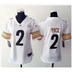 Women Nike Steelers #2 Michael Vick White Stitched NFL Elite Jersey