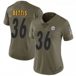 Womens Nike Pittsburgh Steelers 36 Jerome Bettis Limited Olive 2017 Salute to Service NFL Jersey