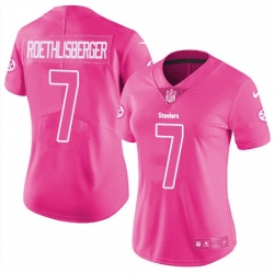 Womens Nike Pittsburgh Steelers 7 Ben Roethlisberger Limited Pink Rush Fashion NFL Jersey