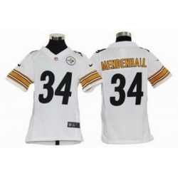 Youth Nike Pittsburgh Steelers 34# Rashard Mendenhall White Jerseys