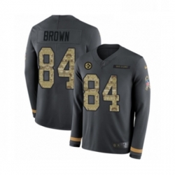 Youth Nike Pittsburgh Steelers 84 Antonio Brown Limited Black Salute to Service Therma Long Sleeve NFL Jersey