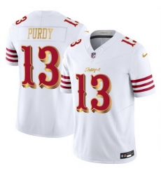 Men San Francisco 49ers 13 Brock Purdy White Gold 2025 F U S E Rivalries Vapor Limited Stitched Football Jersey