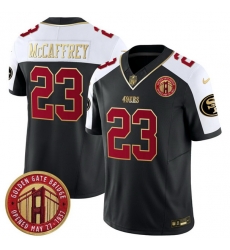 Men San Francisco 49ers 23 Christian McCaffrey Balck F U S E  Golden Gate Bridge Patch Alternate Vapor Limited Stitched Football Jersey