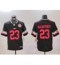 Men San Francisco 49ers 23 Christian McCaffrey Black F U S E  Mexico With Gate Bridge Patch Vapor Limited Stitched Football Jersey