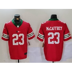 Men San Francisco 49ers 23 Christian McCaffrey Red Gold With Patch Vapor Limited Stitched Football Jersey