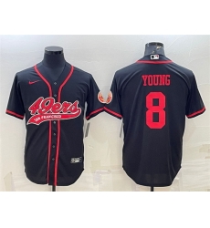 Men San Francisco 49ers 8 Steve Young Black With Patch Cool Base Stitched Baseball JerseyS