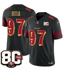 Men San Francisco 49ers 97 Nick Bosa Black 80th Anniversary Patch Rivalries 2026 F U S E Vapor Untouchabl Limited Stitched Football Jersey Men San Francisco 49ers 97 Nick Bosa Black 80th Anniversary Patch Rivalries 2026 F U S E Vapor Untouchabl Limited Stitched Football Jersey