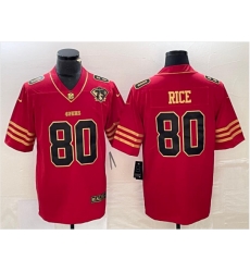 Men's San Francisco 49ers Jerry Rice #80 Untouchable Limited Jersey Red Gold Fashion