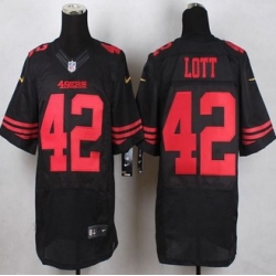 New San Francisco 49ers #42 Ronnie Lott Black Alternate Men Stitched NFL Elite Jersey