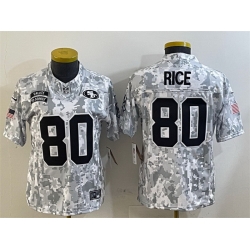 Women San Francisco 49ers 80 Jerry Rice 2024 F U S E Arctic Camo Salute To Service Limited Stitched Jersey 