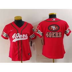 Women San Francisco 49ers Team Big Logo Red Mexico With Patch Cool Base Stitched Baseball Jersey 2